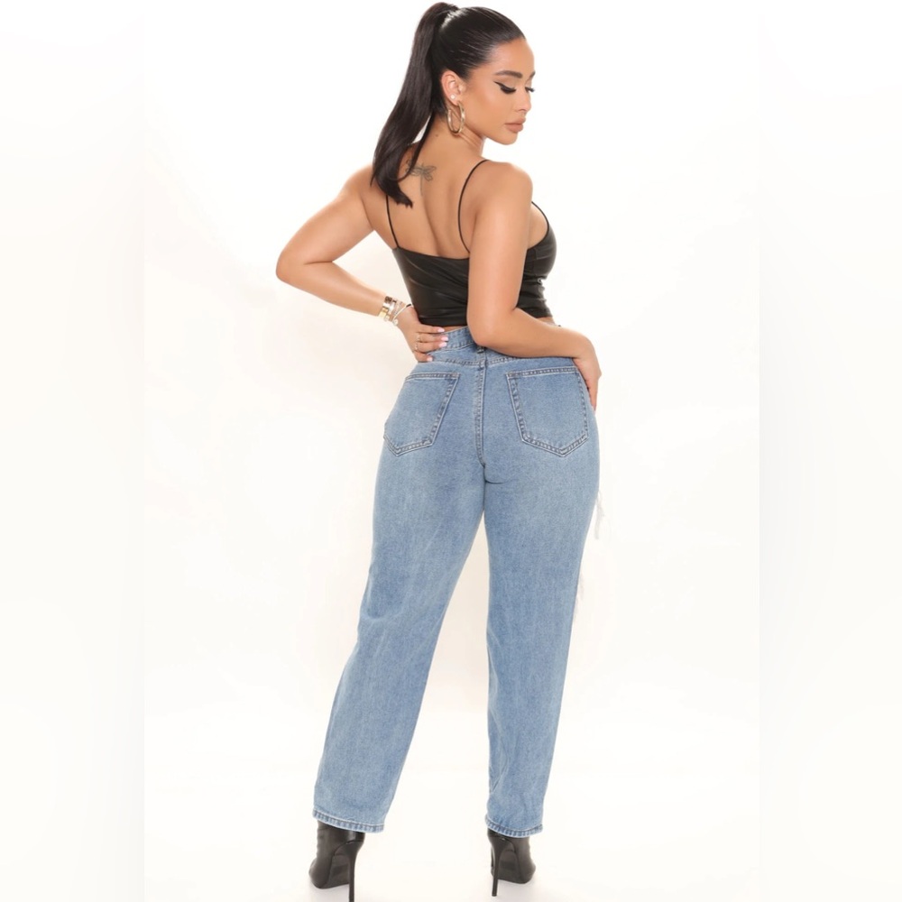 NWT [Fashion Nova] 90's Flashback Tapered Jeans - Medium Blue Wash Women’s Sz 7 - Picture 4 of 8